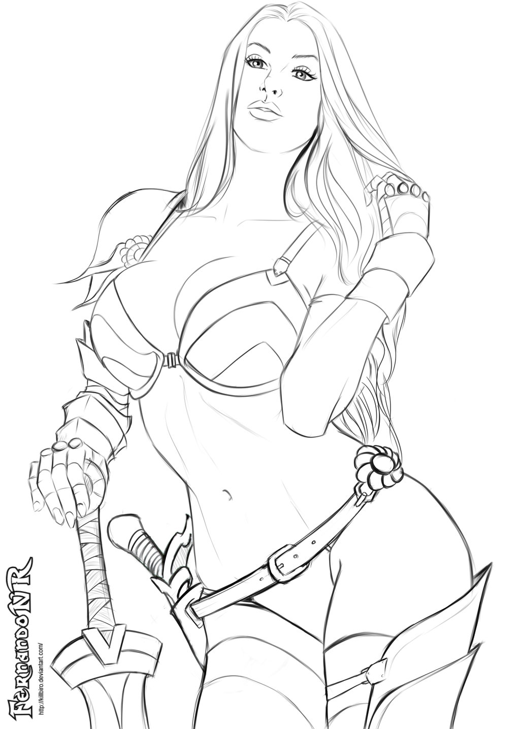 Warrior Drawing Female Sketch Getdrawings Sketch Coloring Page.