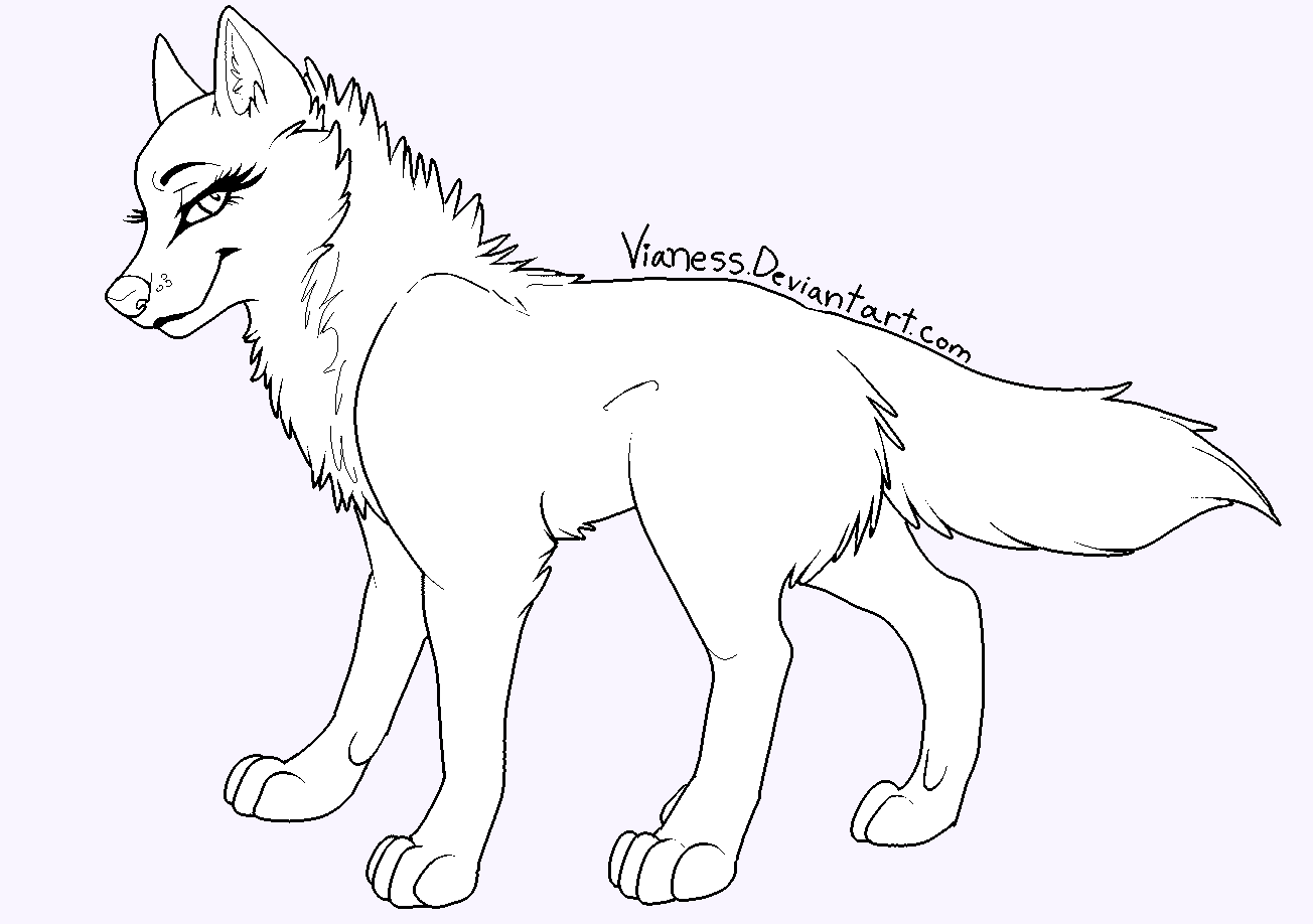 Wolf Female Drawing Line Getdrawings Sketch Coloring Page.