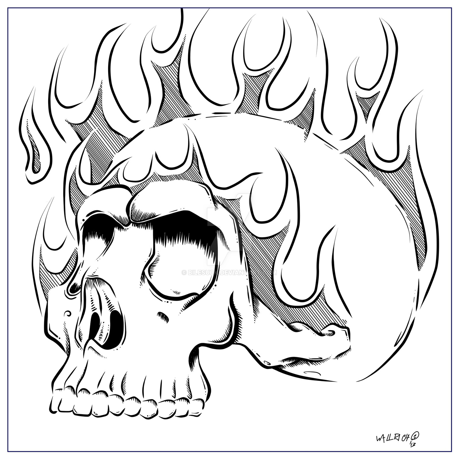 1600x1600 Flaming Skull By Bilesuck.