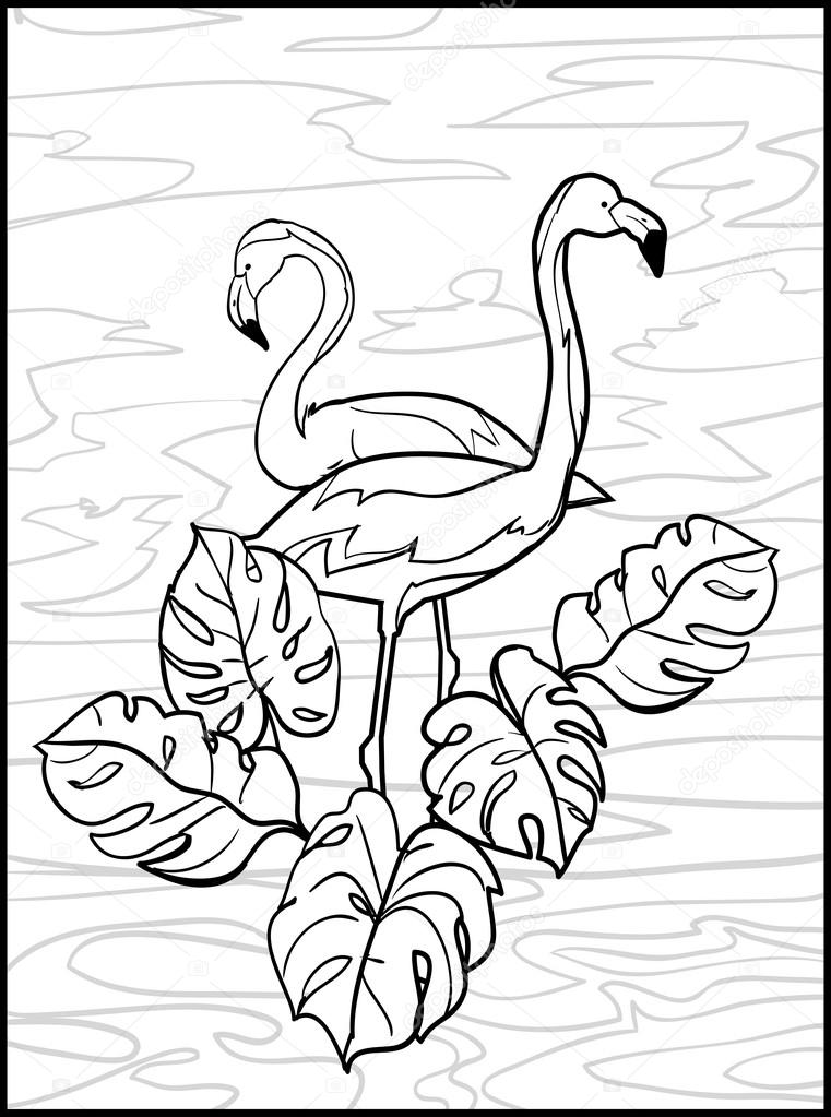 black and white flamingo drawing