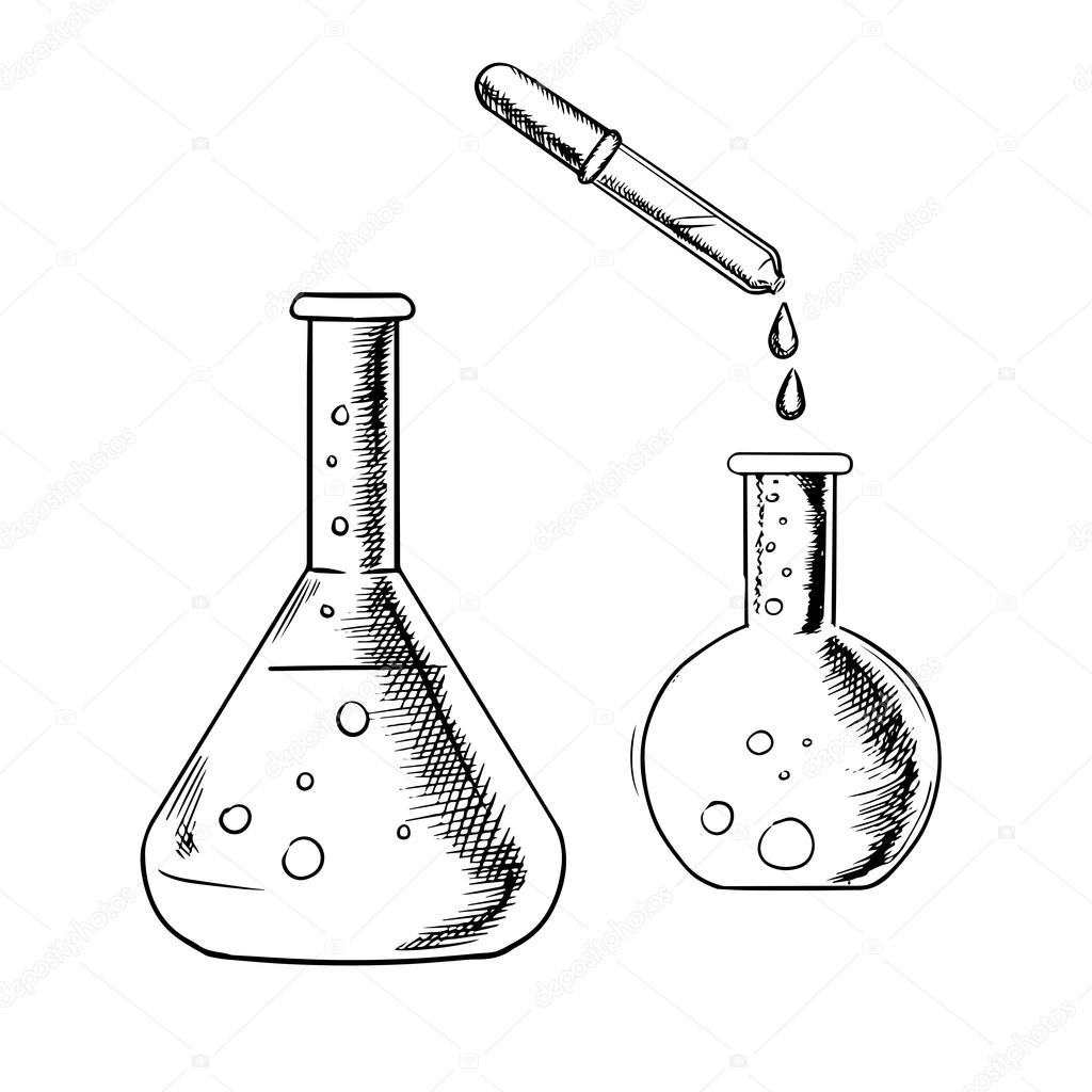 Flask Drawing Images Chemical Conical Flask Cartoon Illustration