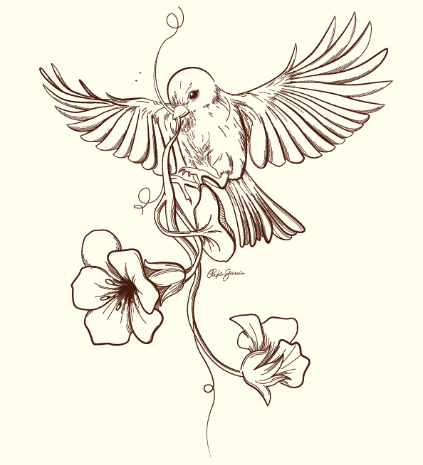 Flower And Bird Drawing at GetDrawings Free download