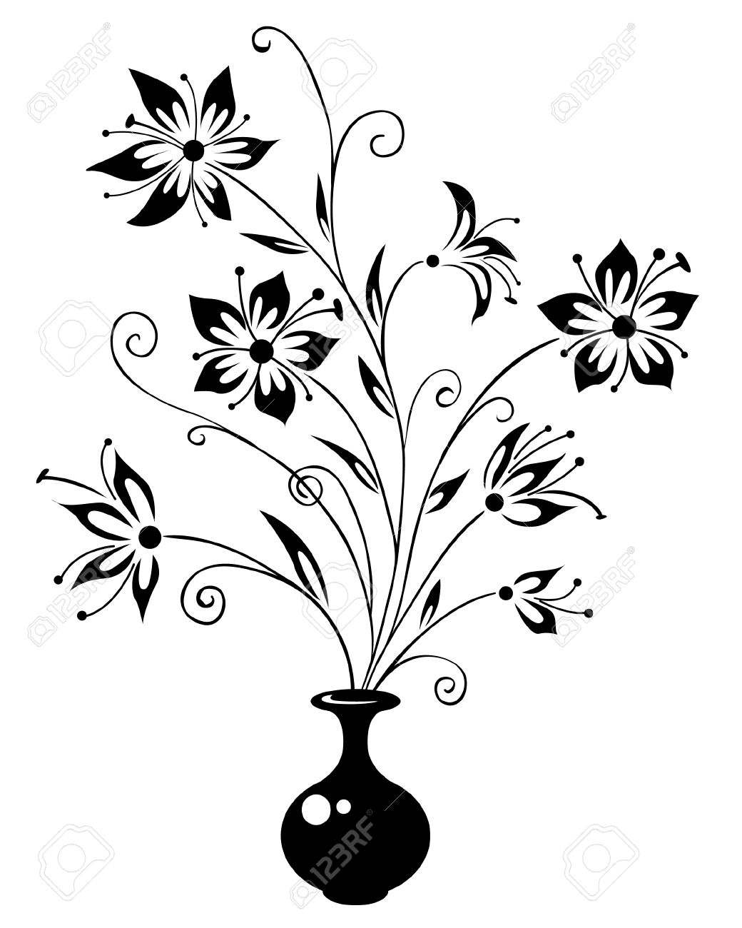 A Beautiful Flower Pot Drawing : How to draw flowers with vase