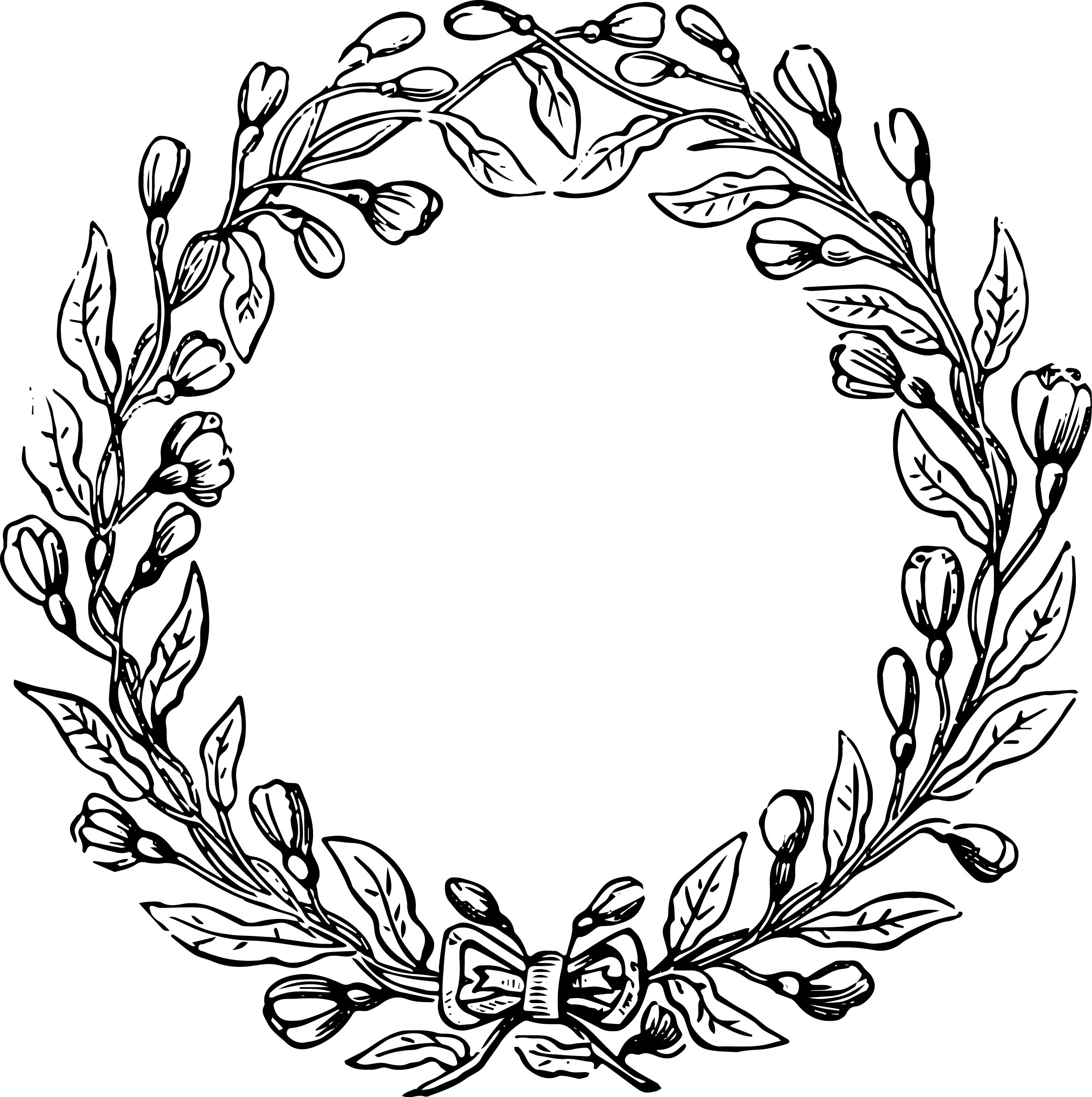 2372x2384 Art Deco Flower Wreath Designs Line Drawn