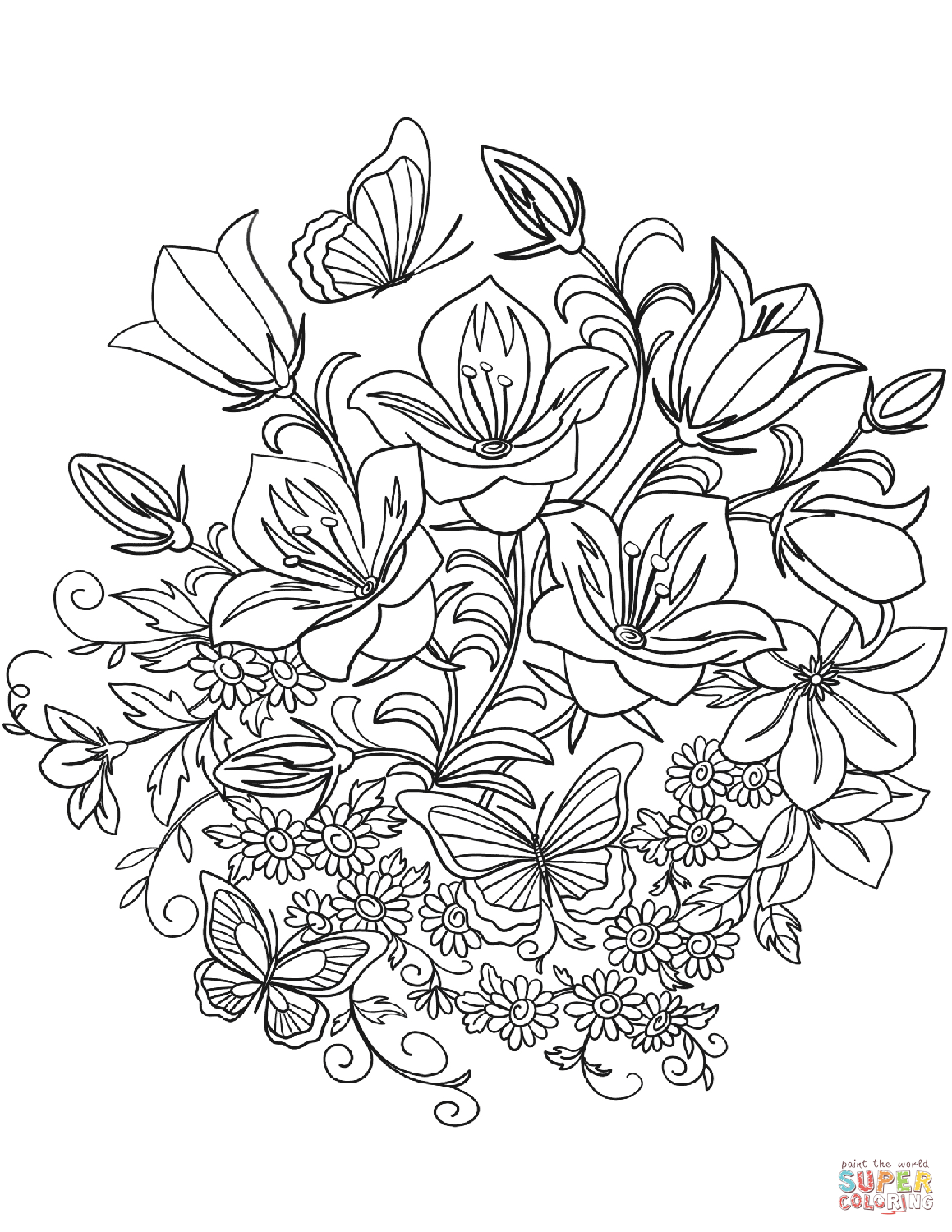 Flowers And Butterflies Drawing At GetDrawings Free Download