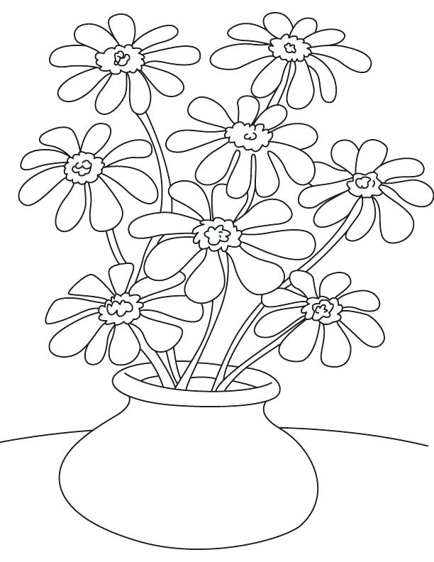 Flowers In A Pot Drawing At Getdrawings 