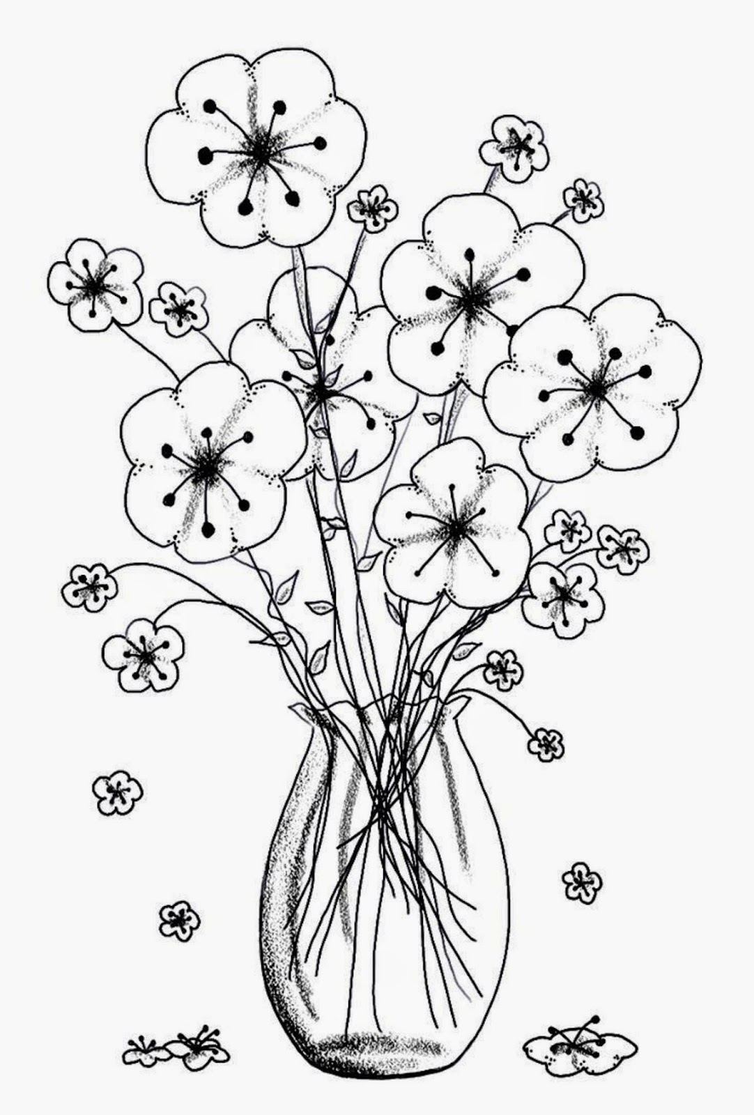 Flowers In Vase Drawing at GetDrawings Free download