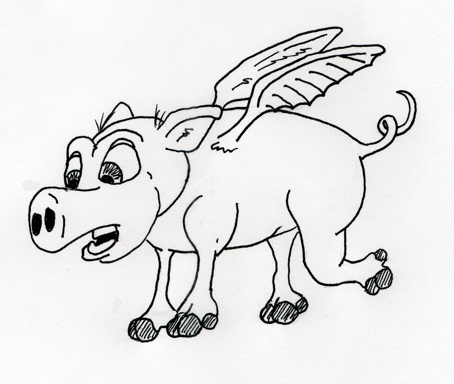 Flying Pig Drawing at GetDrawings Free download