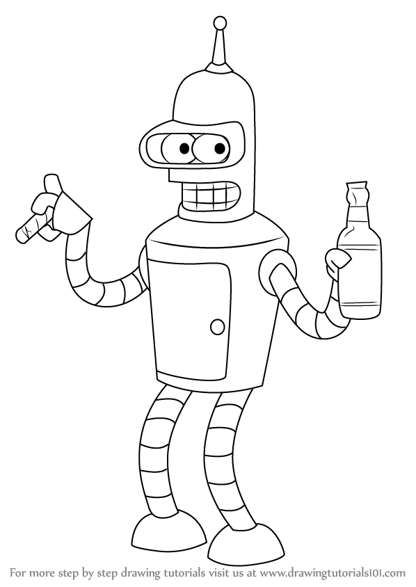 598x844 Learn How To Draw Bender From Futurama (Futurama) Step By Step.