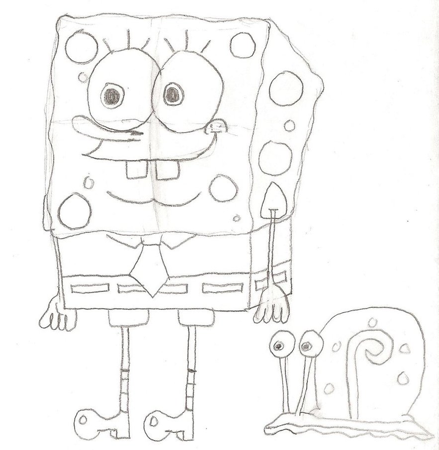 spongebob jumping line drawing