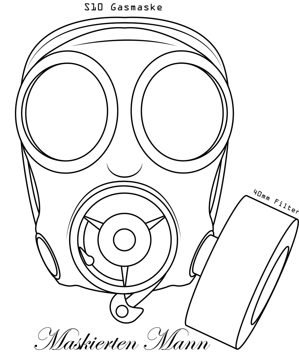 smoke gas mask drawing