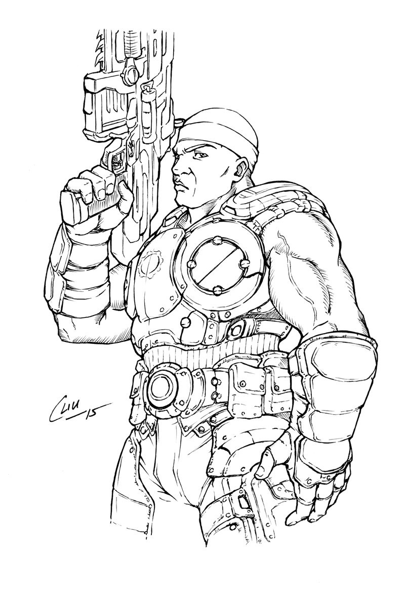 Gears War Drawing Getdrawings Artstation Sketch Coloring Page.
