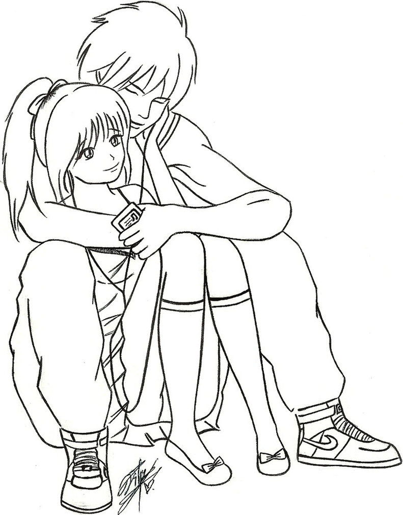 Girl And Boy Hugging Drawing at GetDrawings | Free download