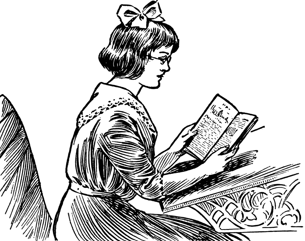 Girl Reading Book Drawing