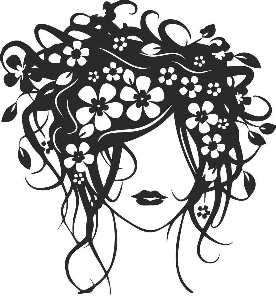 Girl With Flowers In Her Hair Drawing at GetDrawings Free download
