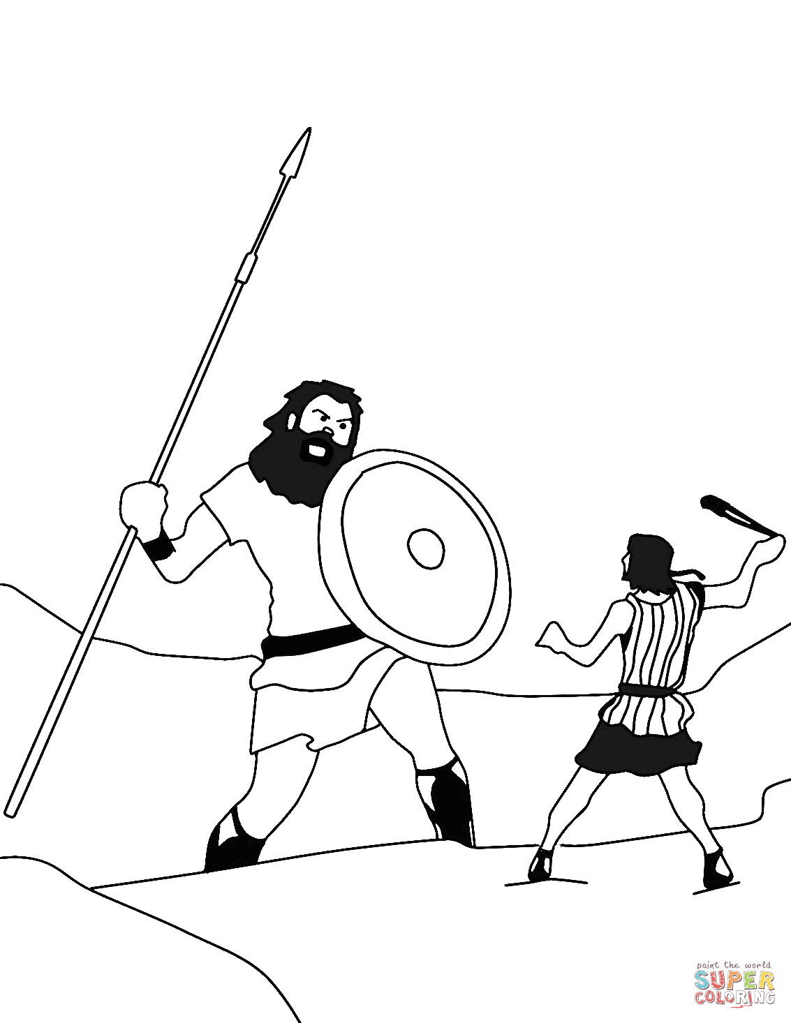 David and Goliath Drawing