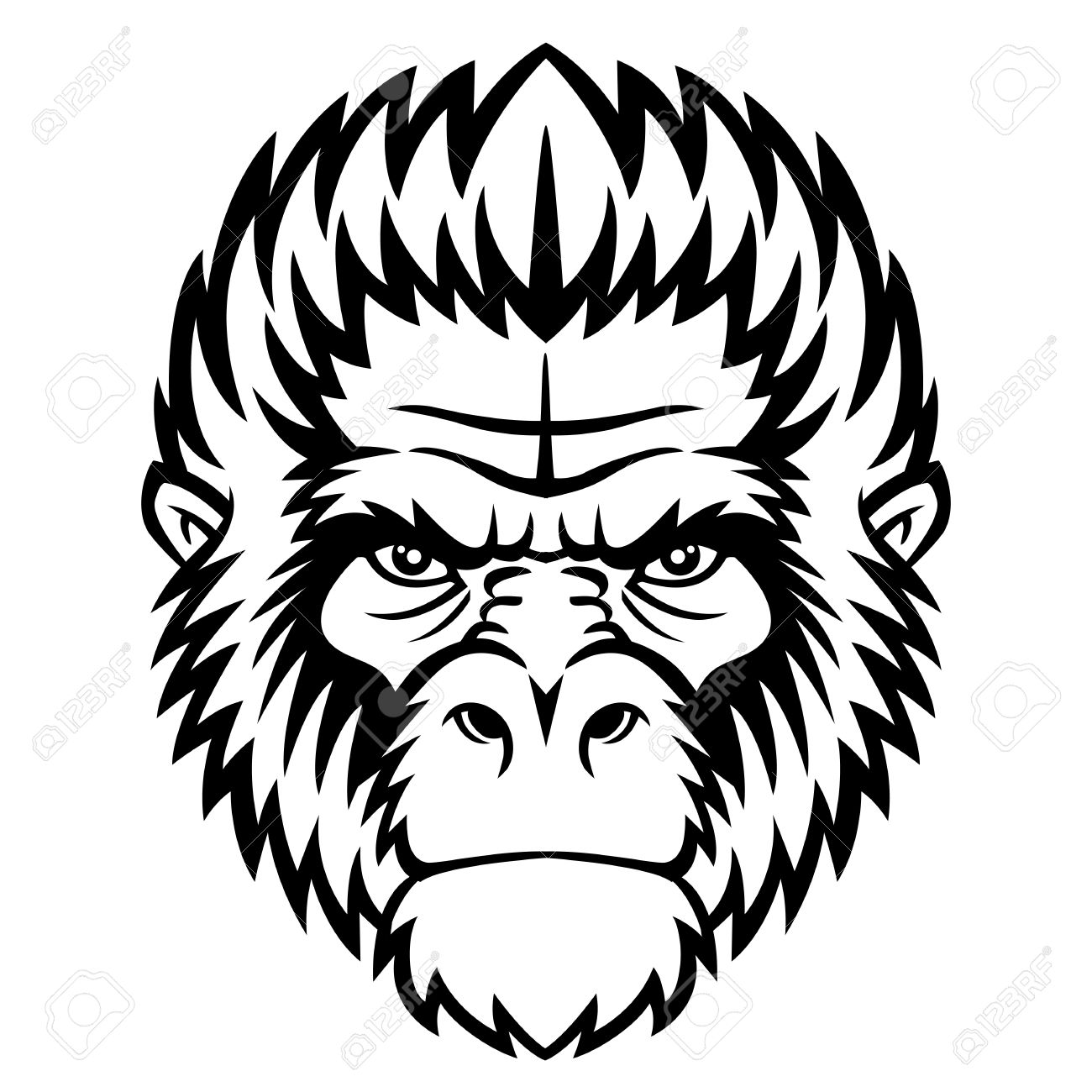 Gorilla Head Drawing at GetDrawings | Free download