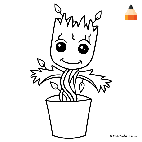 Easy How To Draw Baby Groot Sketch with Realistic