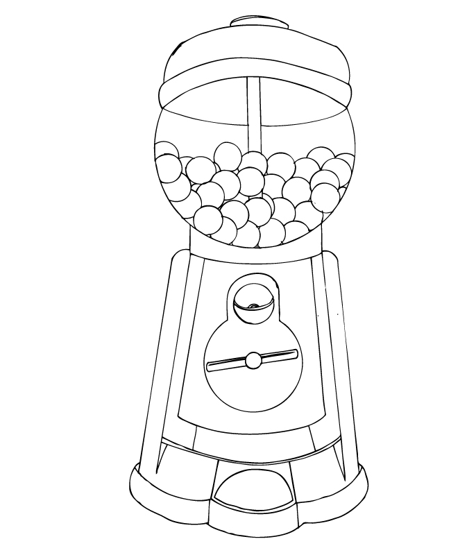 Gumball Machine Template Sketch Coloring Page