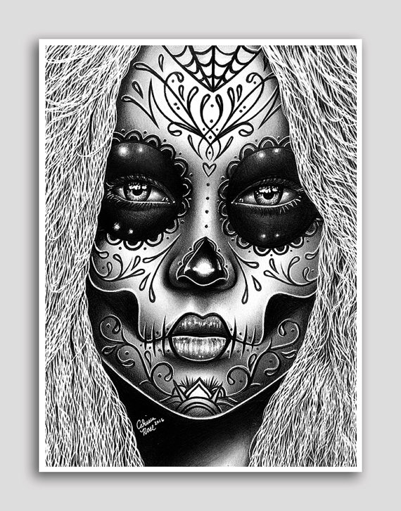 Half Girl Half Skull Drawing at GetDrawings Free download