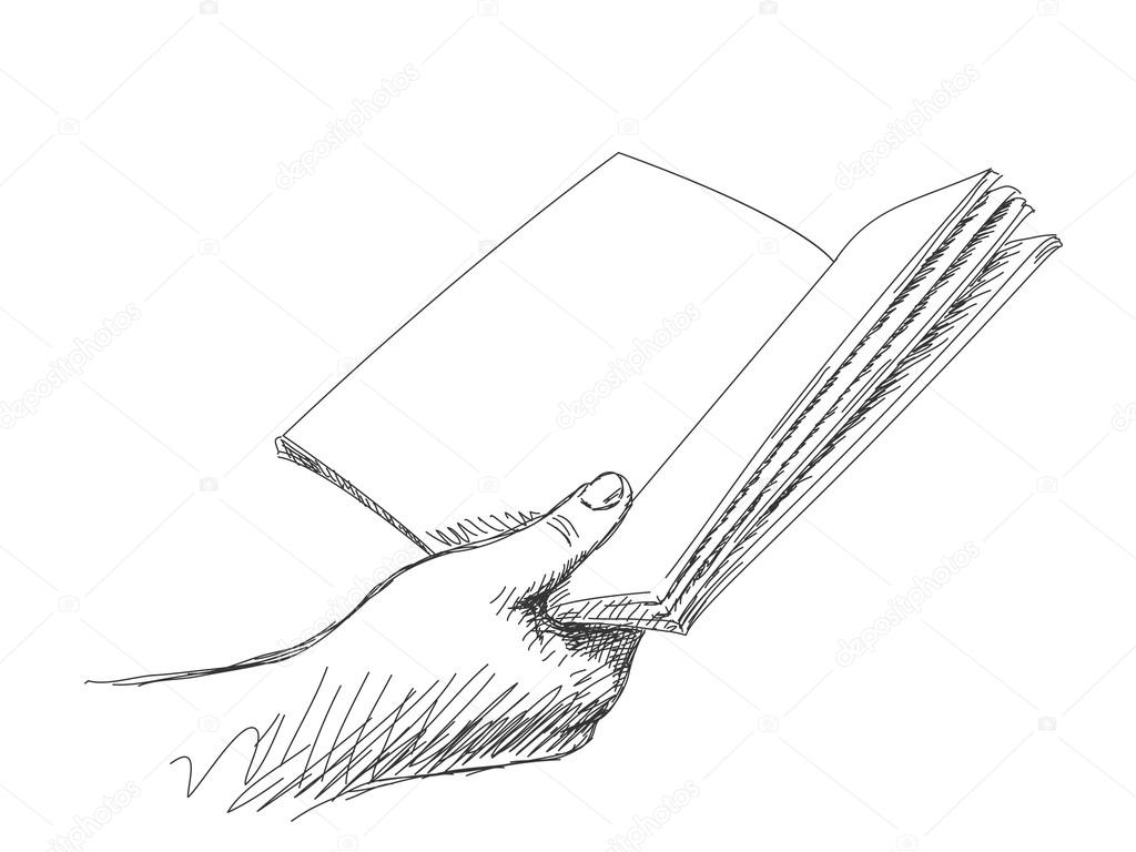 1024x768 Sketch Of Hand Holding Book Stock Vector Olgatropinina.