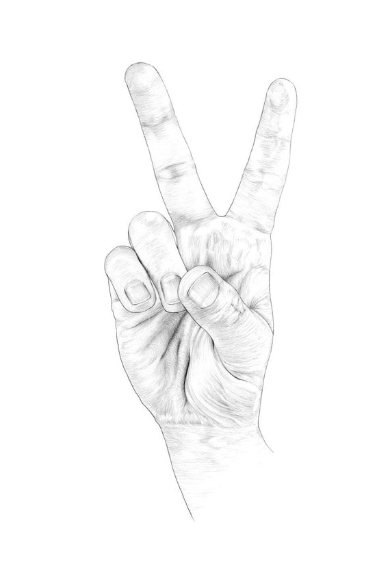 finger peace sign drawing