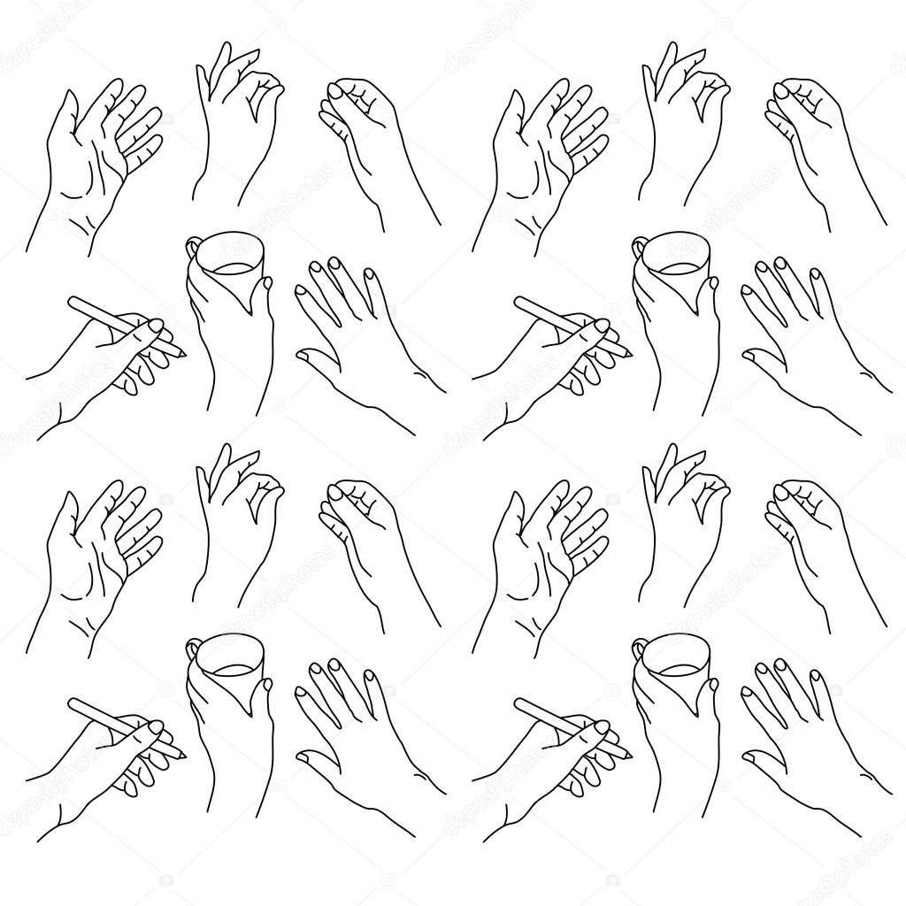 drawing hands in different positions