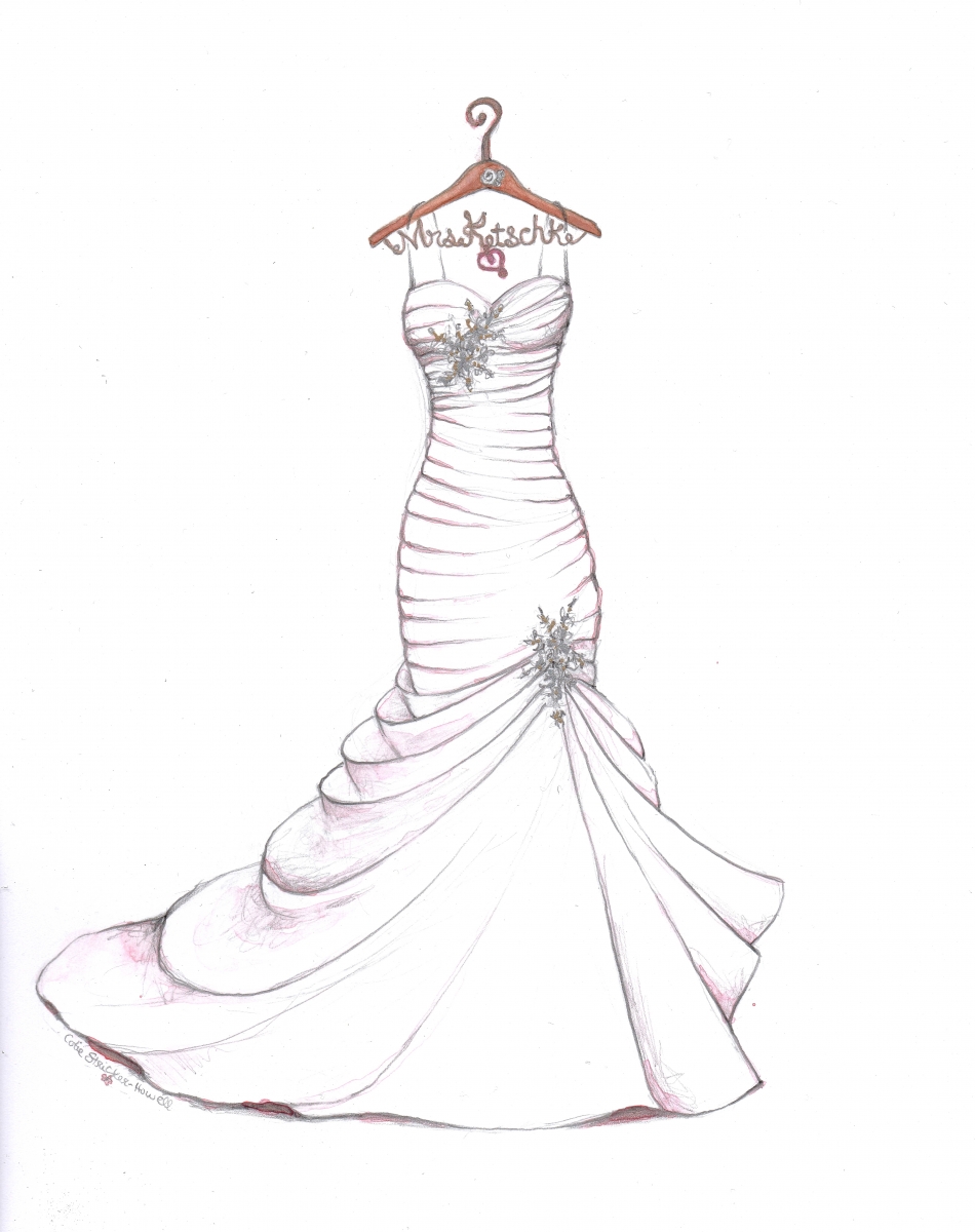 Нарисовать свадебное платье
