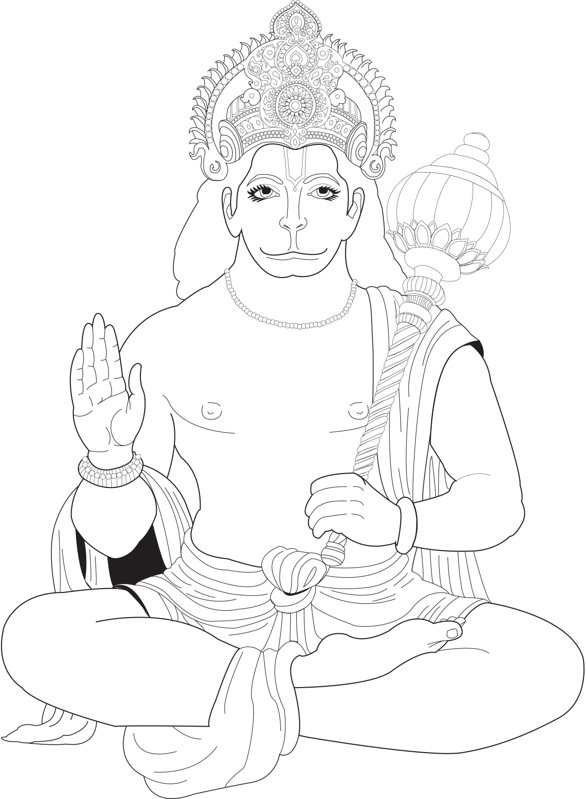 Simple Hanuman Sketch Drawing for Kindergarten