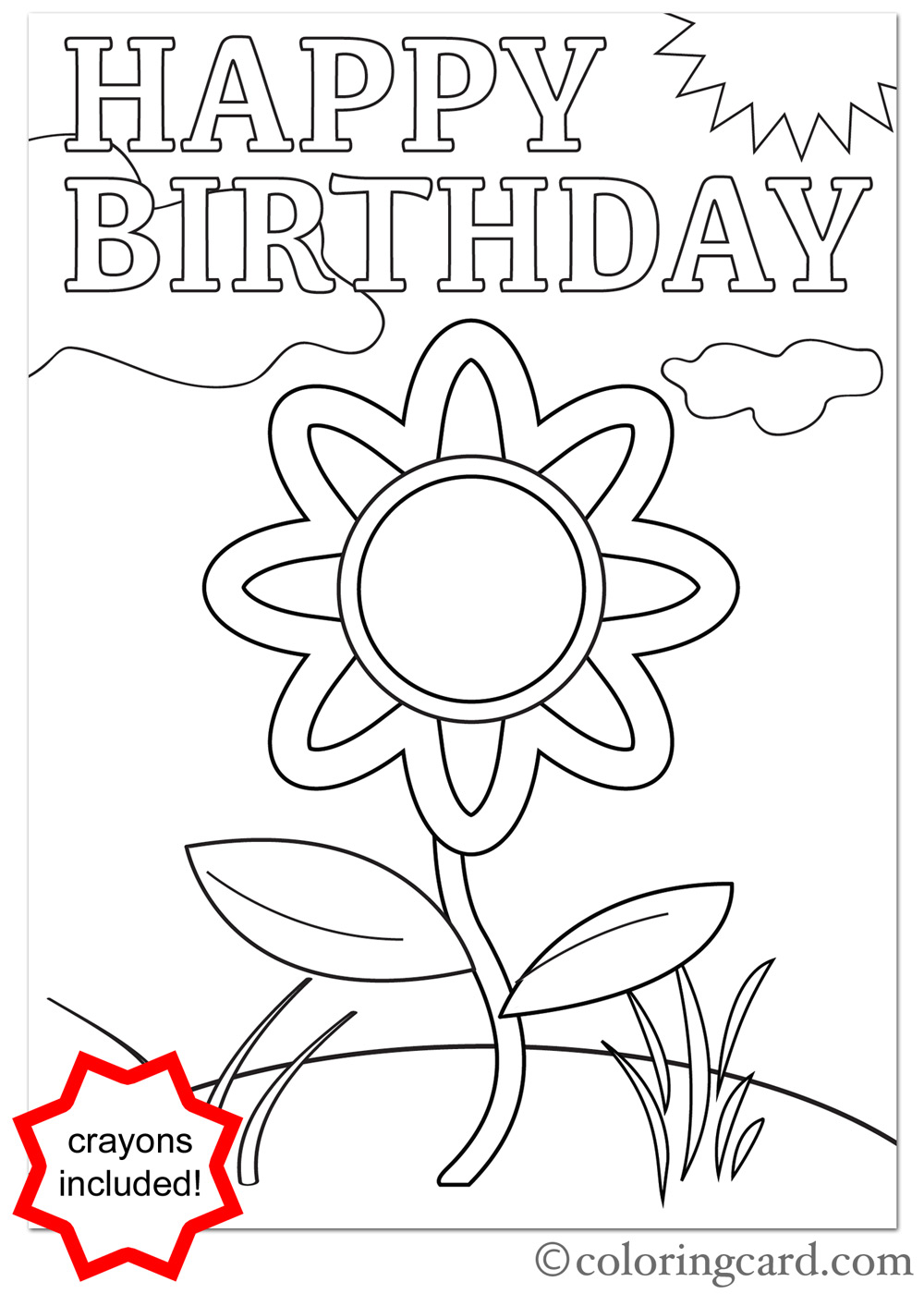 Happy Birthday Card Printable Coloring Printable Cards