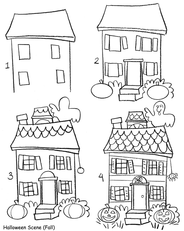 Haunted House Drawing For Halloween at GetDrawings | Free download