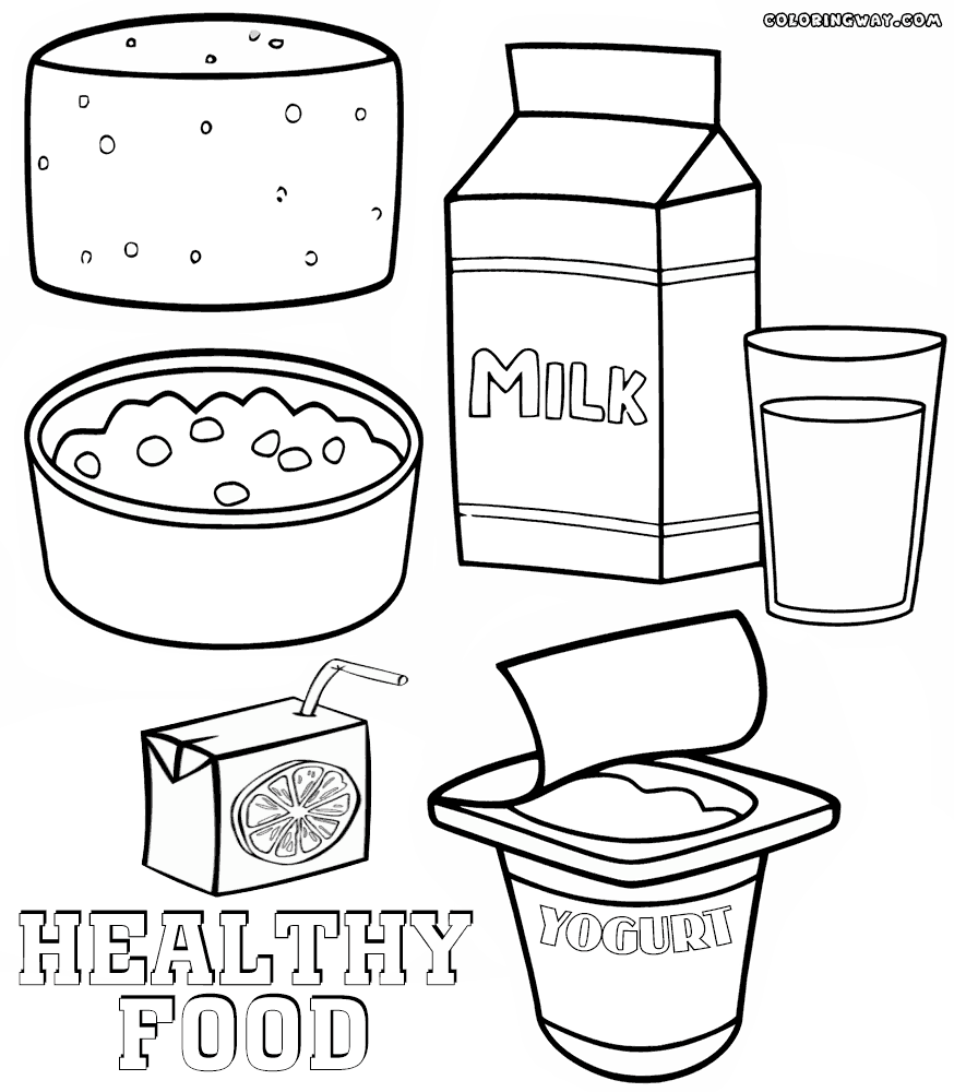 Printable Coloring Pages Of Healthy Food : Picnic Basket Food coloring