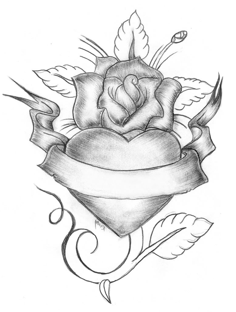 Heart And Roses Drawing at GetDrawings | Free download