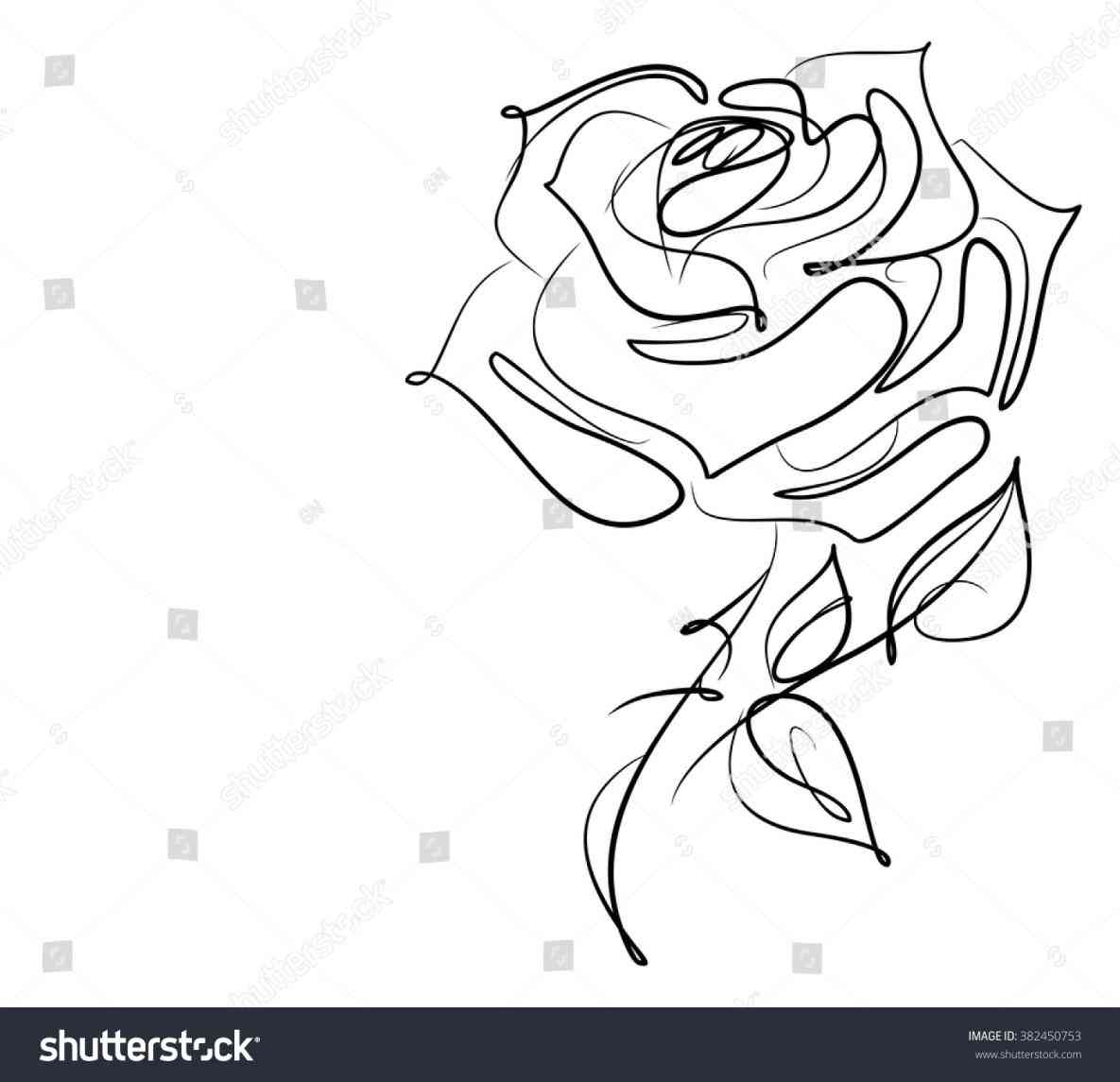 Контурное рисование одной линией роза