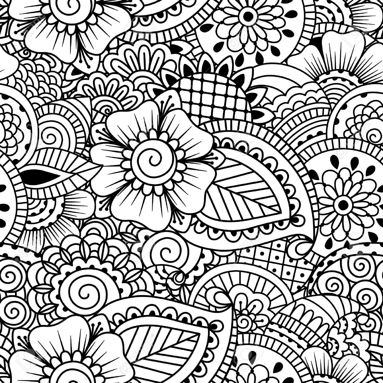 647 Simple Henna Coloring Pages for Adult