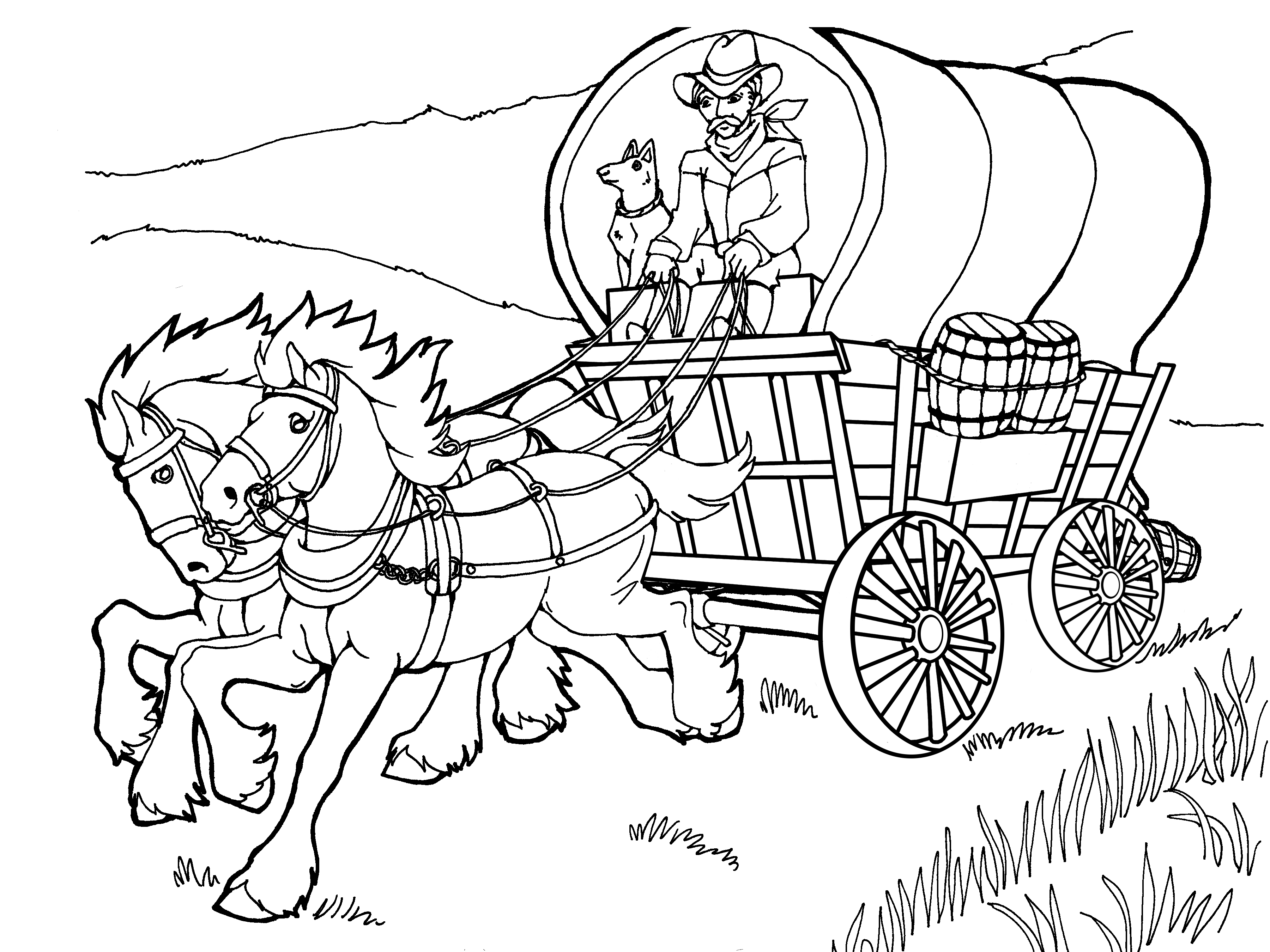 921 Cute Horse And Carriage Coloring Pages with Animal character