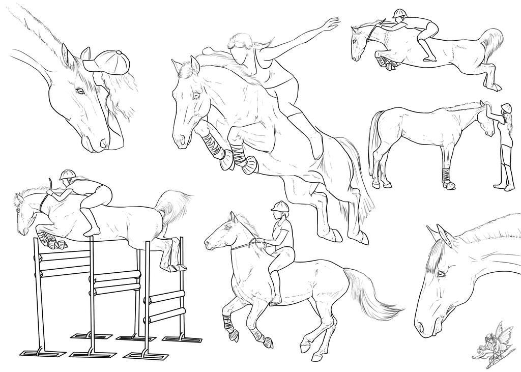 sidesaddle jumping line drawing