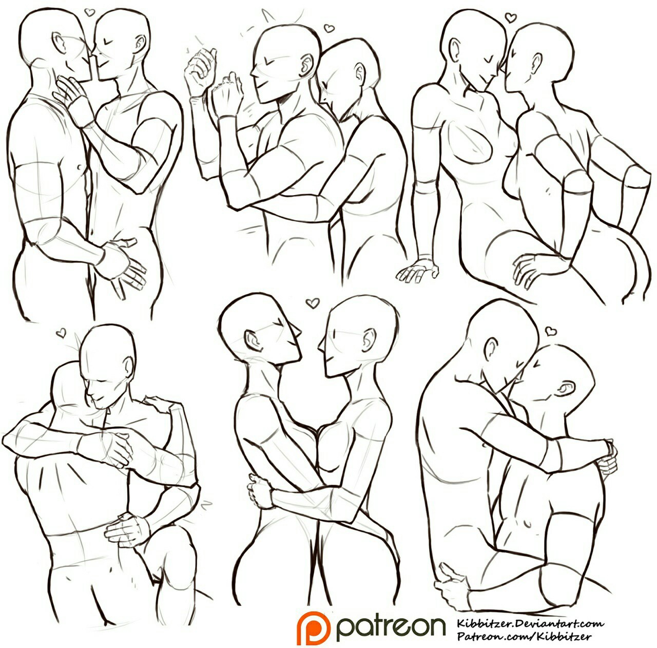 Hug Reference Cute Couple Poses Drawing.