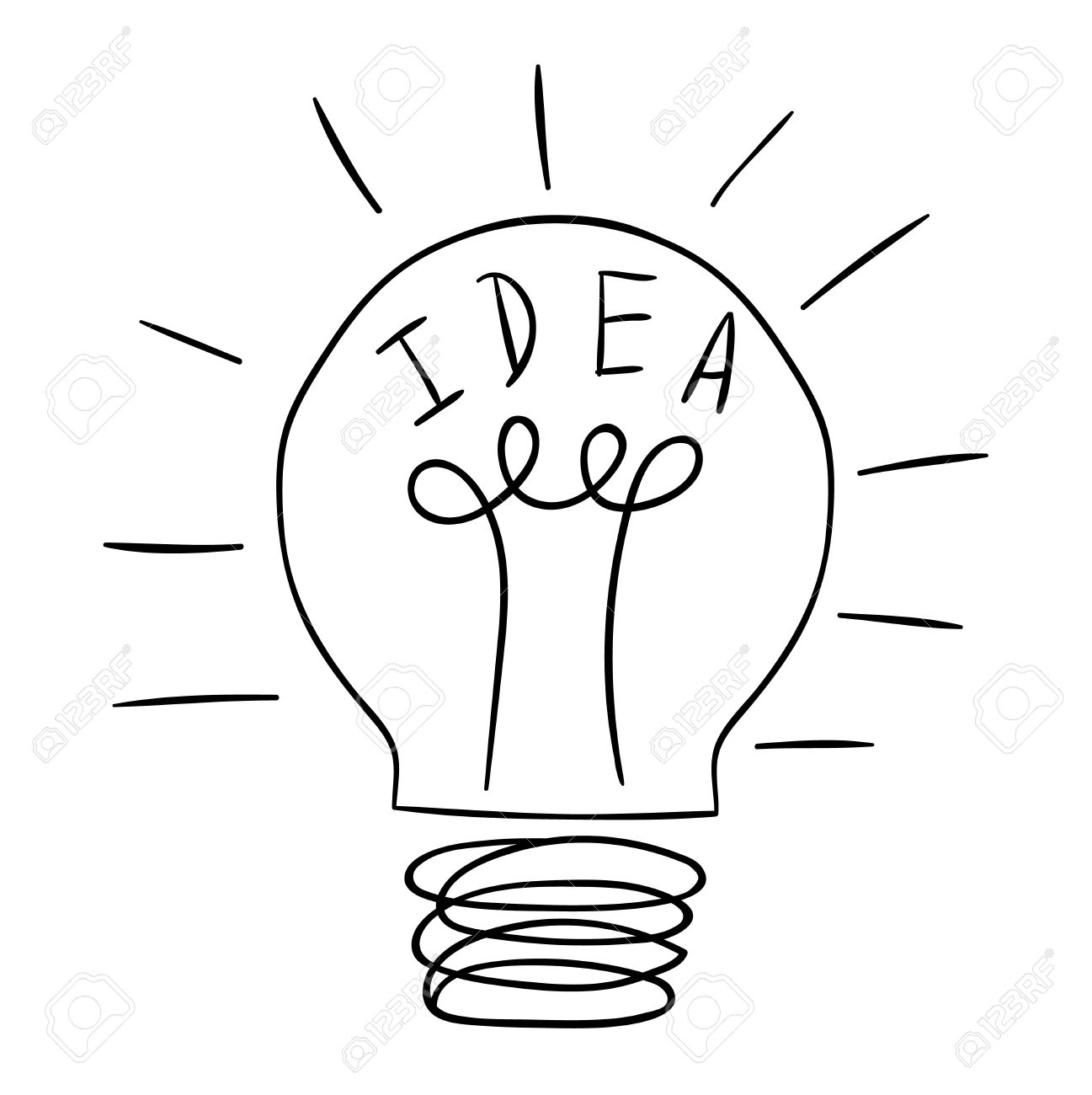 Hand Drawing Light Bulb Idea Vector Illustration Stock