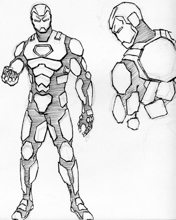 iron man drawing step by step full body