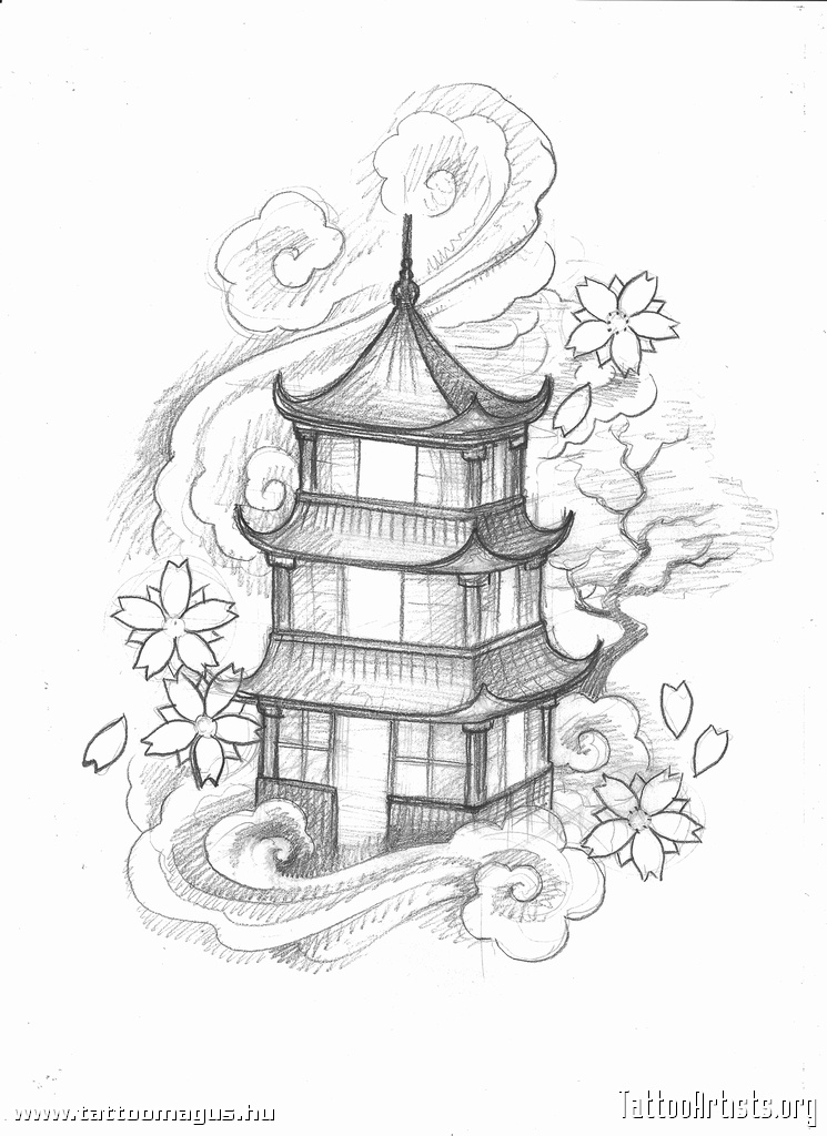 745x1024 Pagoda Drawing Chinese Pagoda By asuka47.