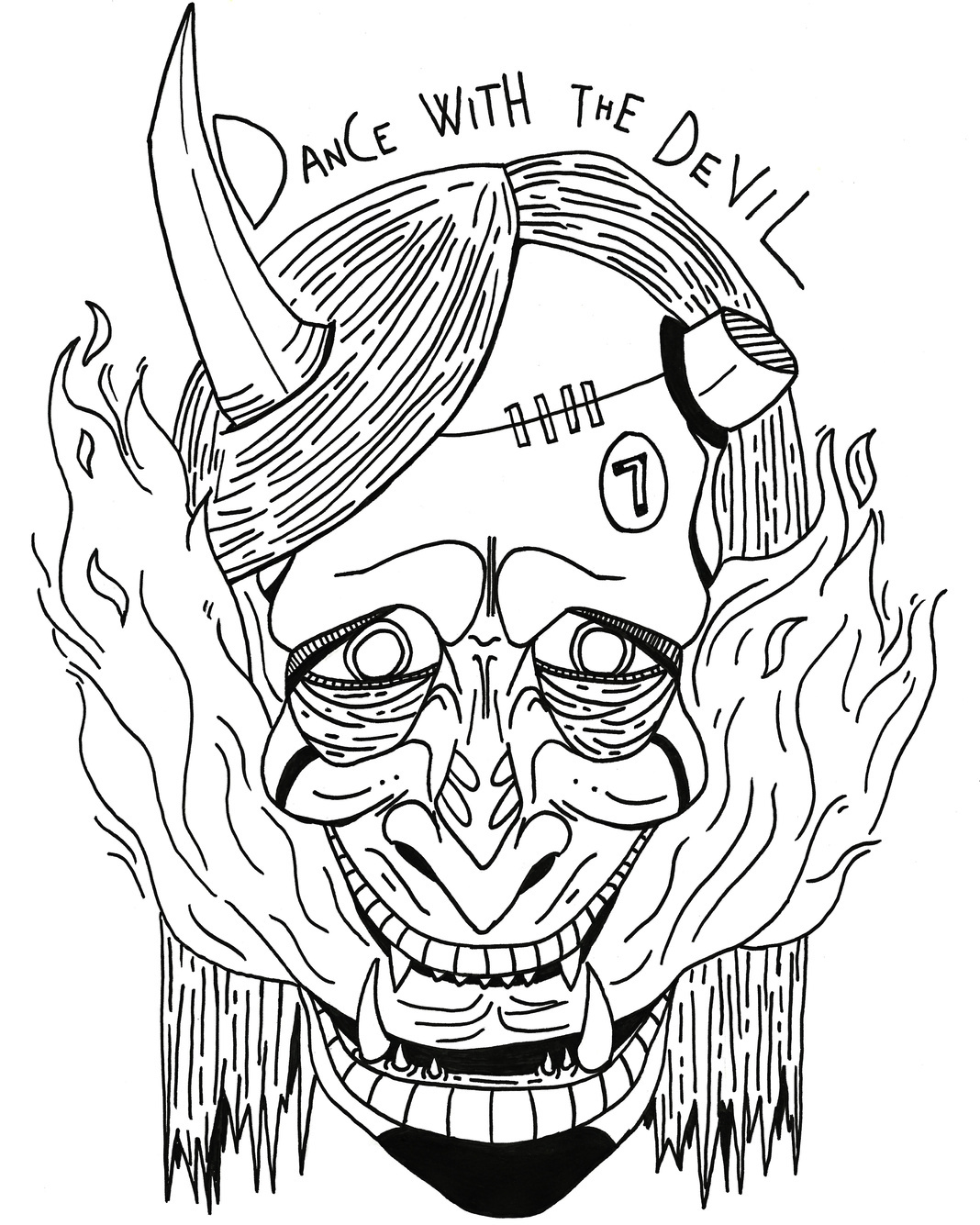 Japanese Oni Mask Drawing at GetDrawings | Free download