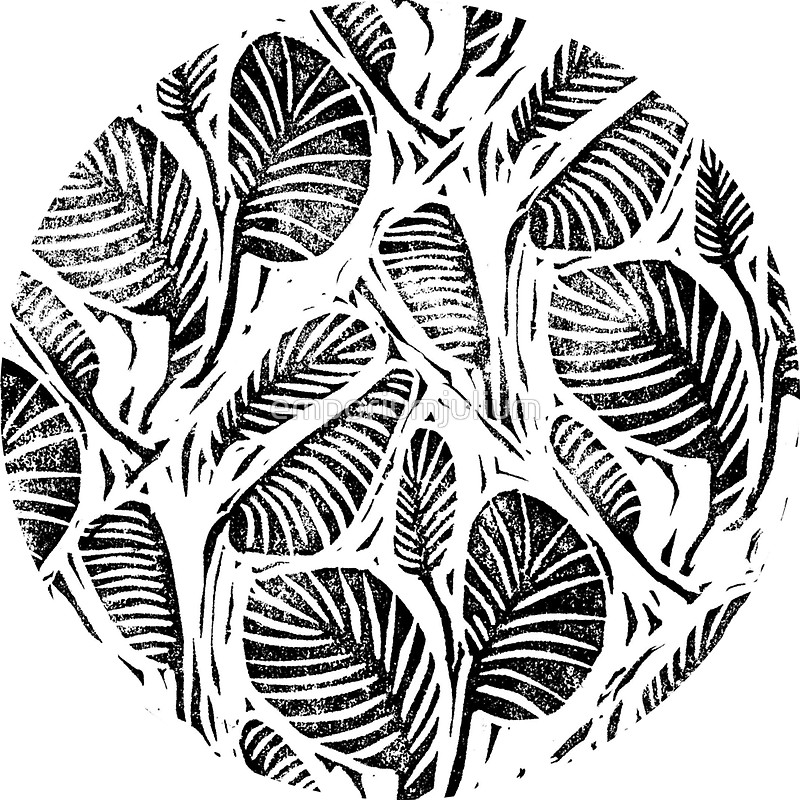 Jungle Leaf Drawing Tropical Getdrawings Stickers Redbubble Sketch Coloring...