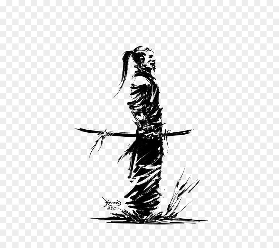 samurai holding katana drawing