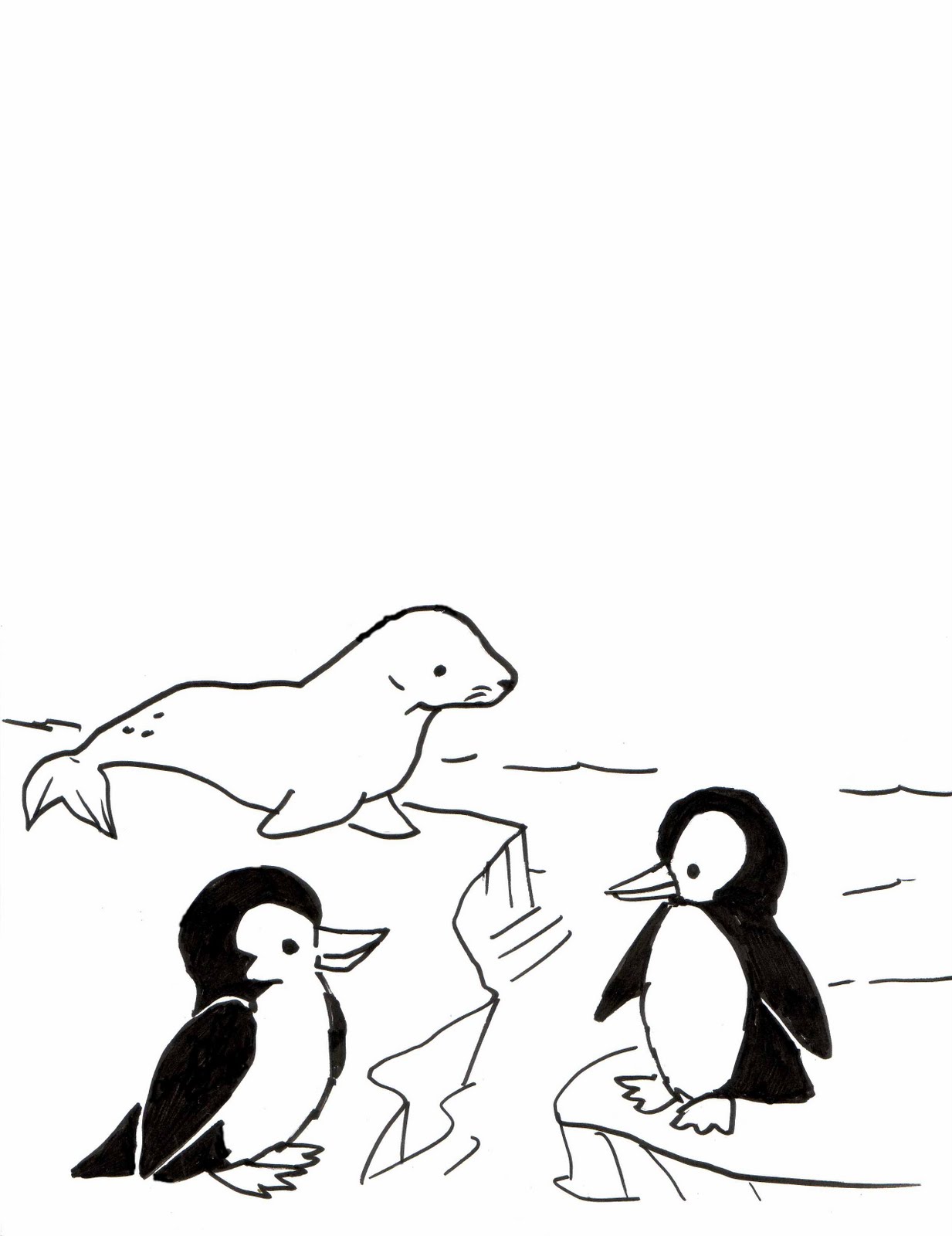 Пингвин на льдине раскраска