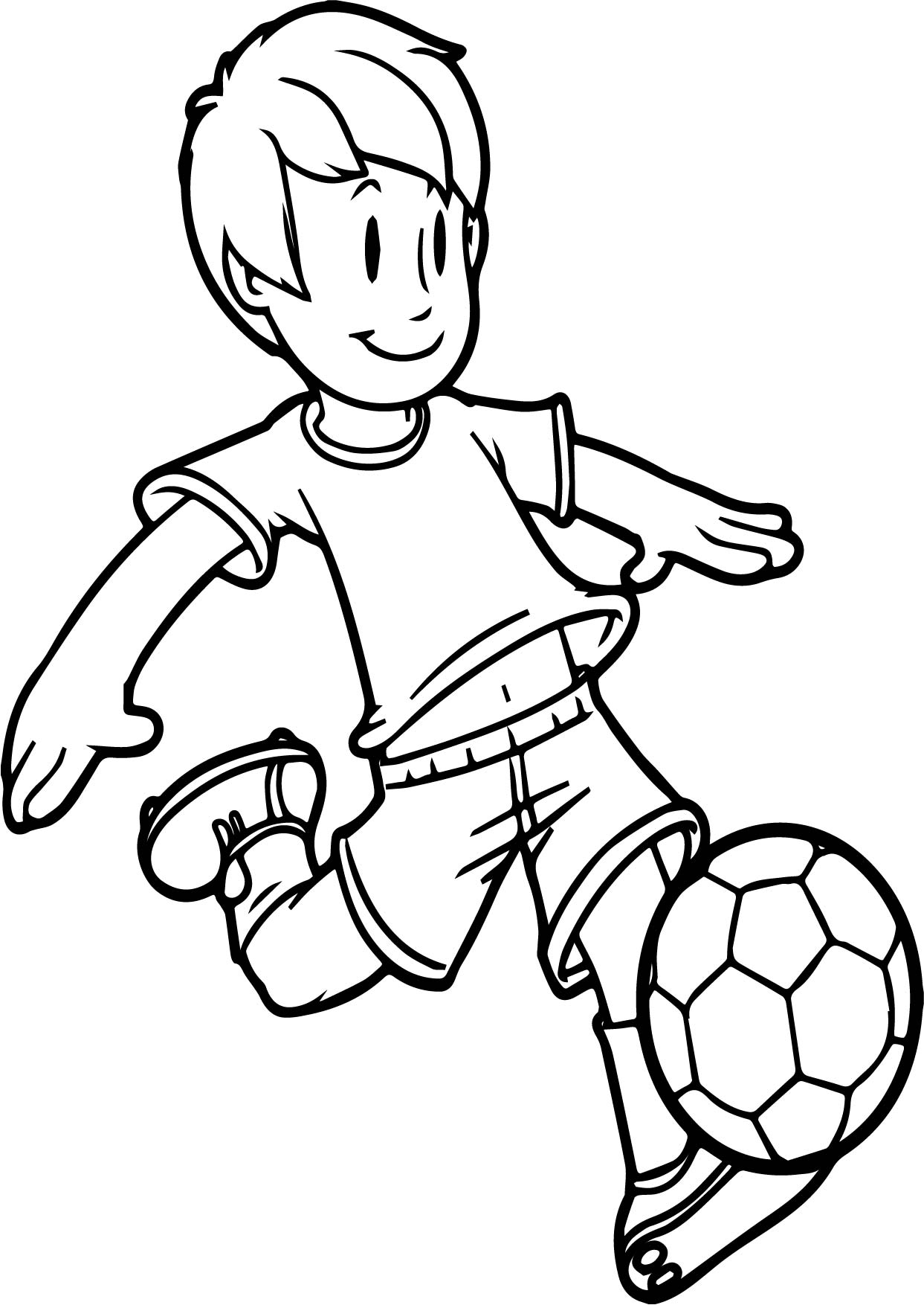 playing football drawing soccer boy coloring cartoon ball kid easy boys drawings sketch getdrawings anime printable pencil getcolorings