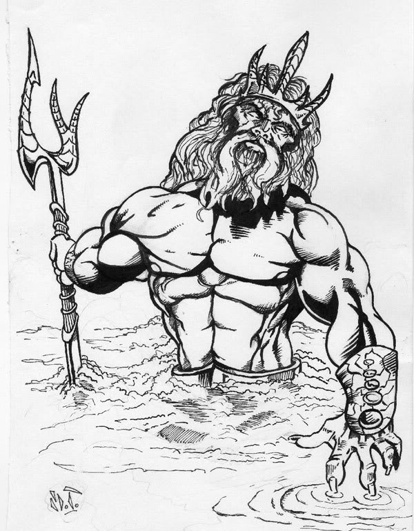 600x770 King Neptune Tattoo Drawing King Neptune Drawing King Neptune.