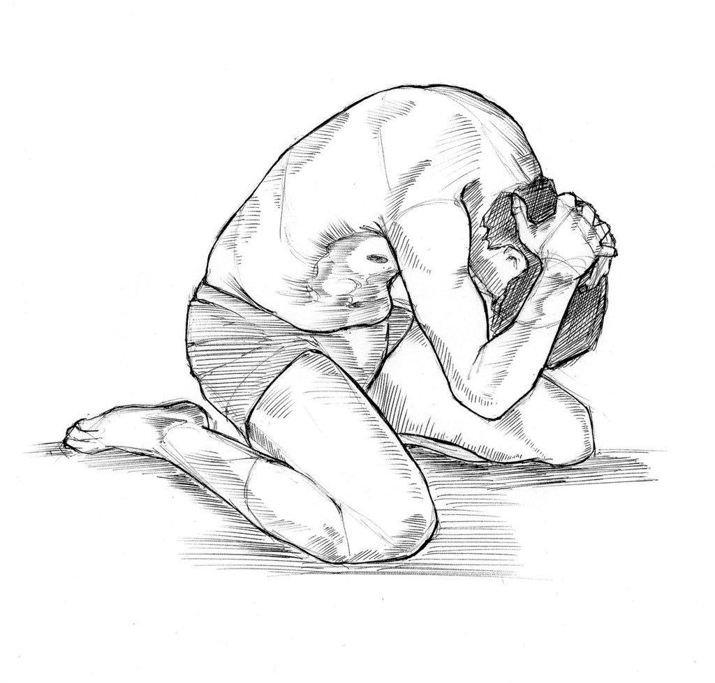 kneeling person sketch