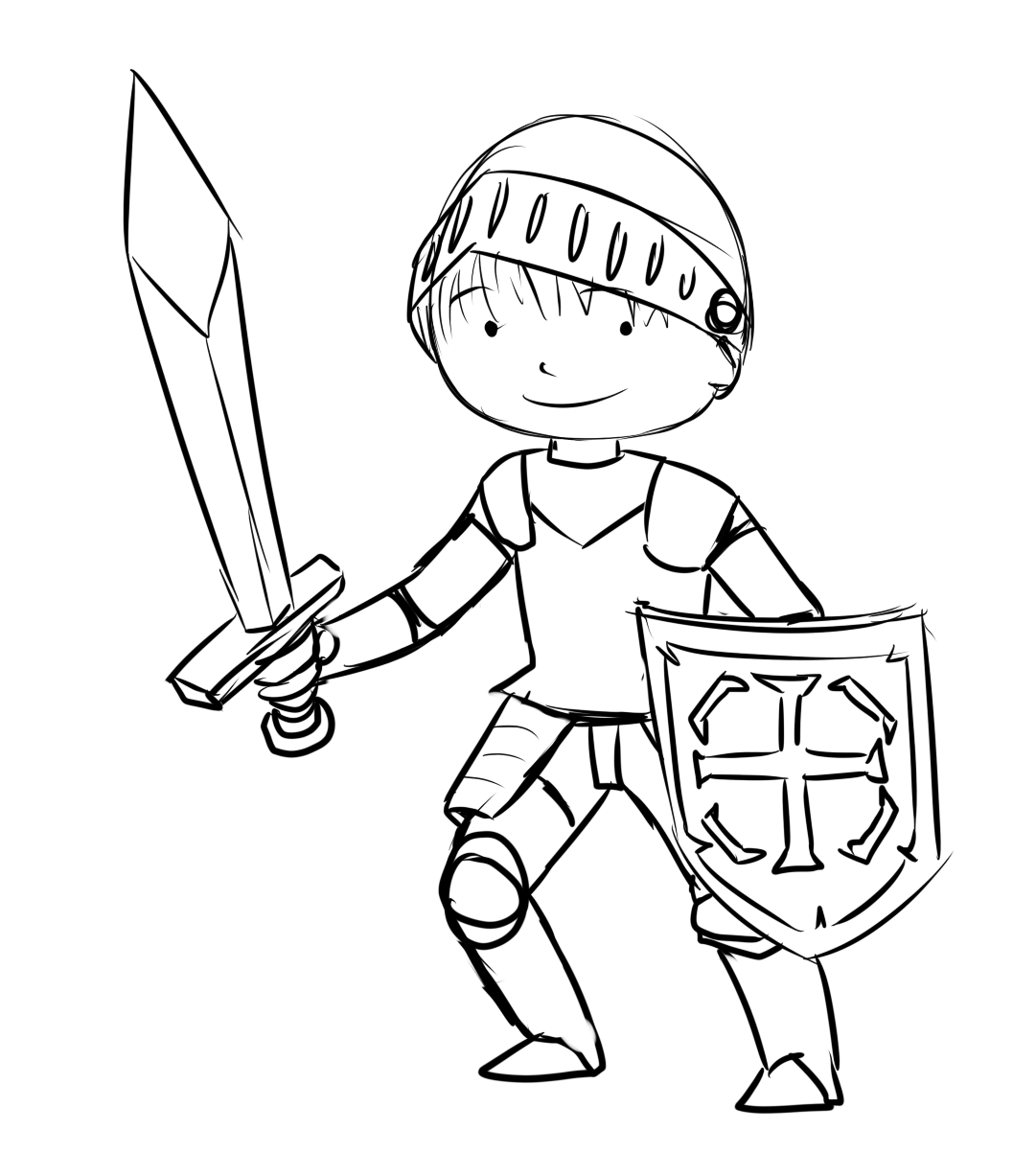 Детский рыцарь для рисования