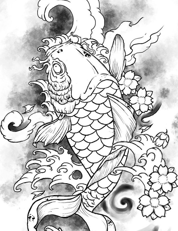 Koi Fish Pond Drawing At Getdrawings 